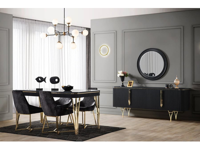 Alina Modern Yemek Odası Takımı, Renk: Siyah - sitelerankara.com - Pakel Mobilya