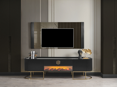 Gucci Siyah Gold Modern Tv Ünitesi - sitelerankara.com - Pakel Mobilya