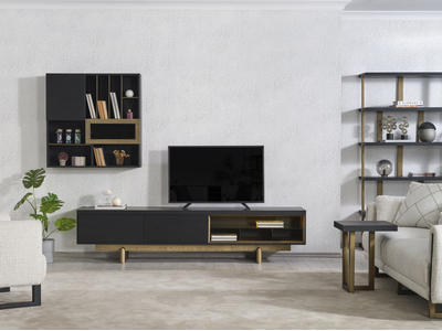 Stella Siyah Modern Tv Ünitesi - sitelerankara.com - Pakel Mobilya