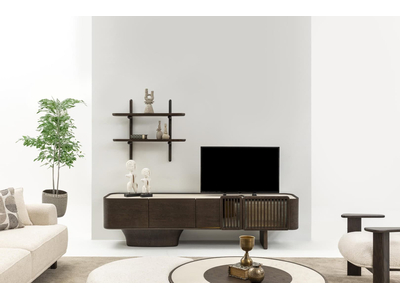 Natura Koyu Meşe TV Ünitesi – Modern ve Şık Ahşap Tasarım - sitelerankara.com - Pakel Mobilya