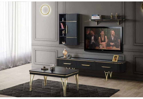 Alina Modern Tv Ünitesi, Renk: Siyah - sitelerankara.com - Pakel Mobilya
