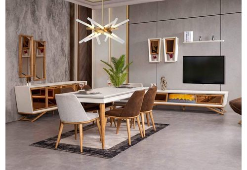 Wow Plus Krem Modern Yemek Odası - sitelerankara.com - Pakel Mobilya