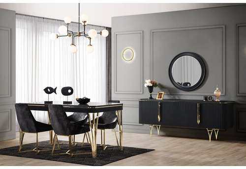 Alina Modern Yemek Odası Takımı, Renk: Siyah - sitelerankara.com - Pakel Mobilya