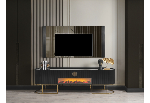 Gucci Siyah Gold Modern Tv Ünitesi - sitelerankara.com - Pakel Mobilya