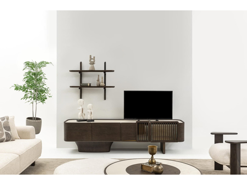 Natura Koyu Meşe TV Ünitesi – Modern ve Şık Ahşap Tasarım - sitelerankara.com - Pakel Mobilya